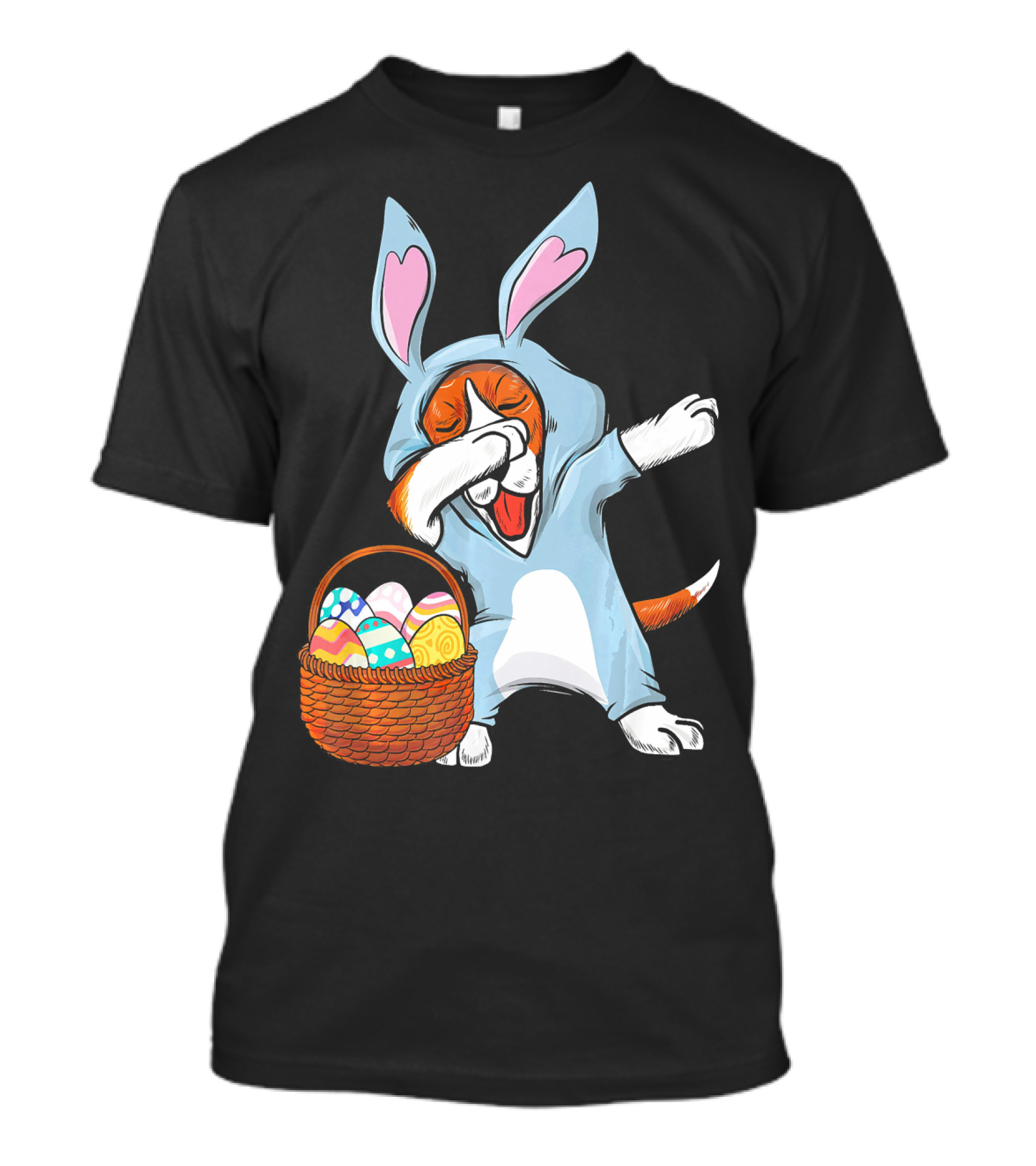 Dabbing Easter Bunny Beagle Dog With Basket Of Eggs T-Shirt