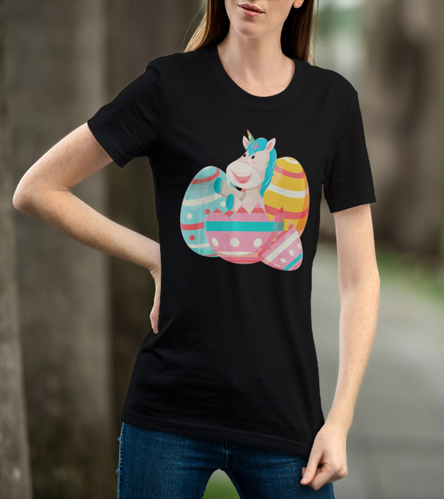 Easter Unicorn With Colorful Easter Eggs T-Shirt
