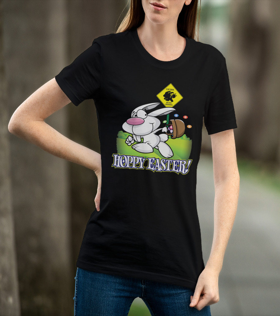 Caution Bunny Crossing Cute Funny Easter Bunny Hoppy Easter T-Shirt