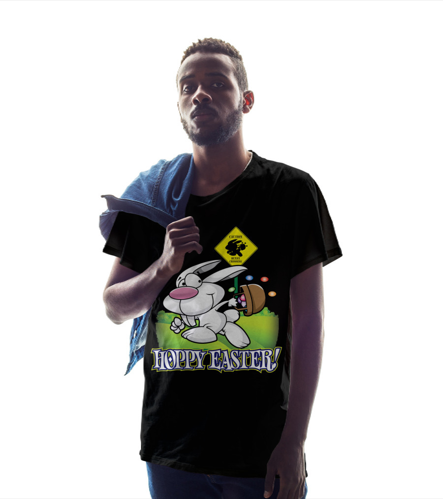 Caution Bunny Crossing Cute Funny Easter Bunny Hoppy Easter T-Shirt