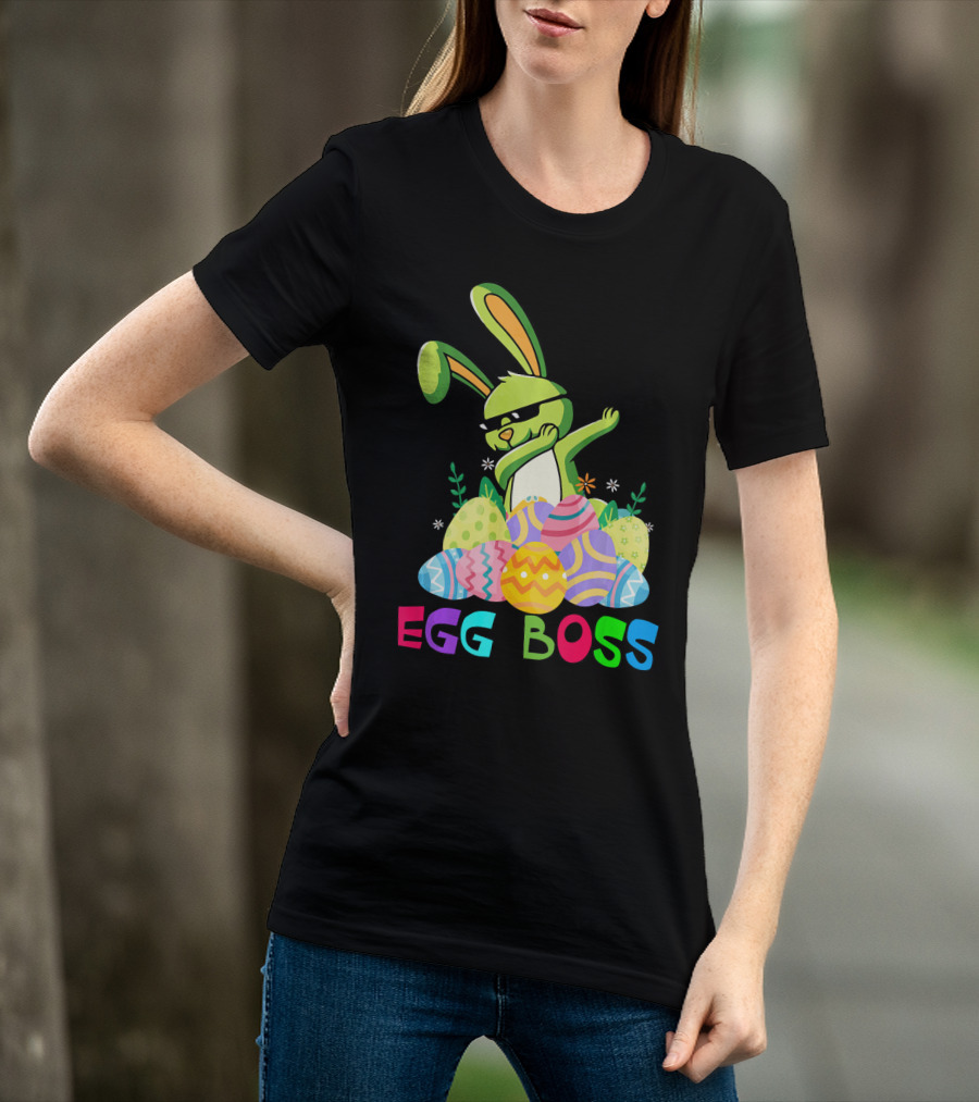 Egg Boss Dabbing Easter Bunny With Colorful Eggs T-Shirt