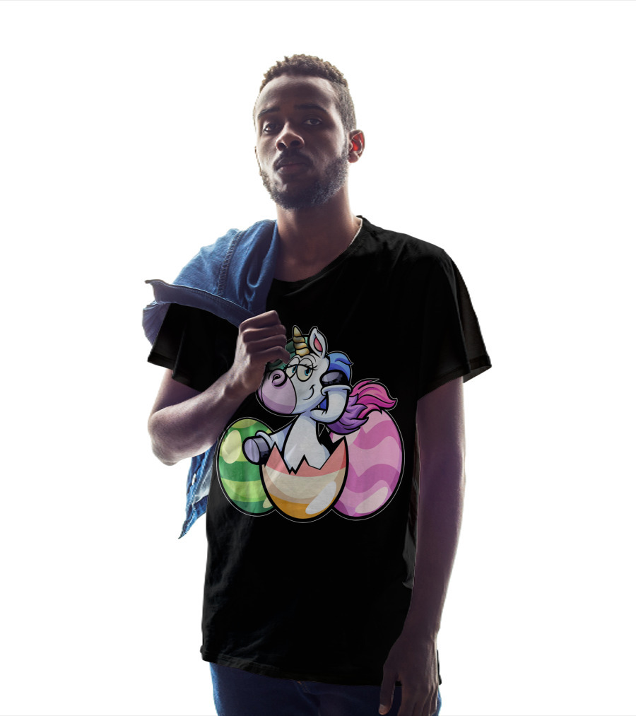 Easter Unicorn Hatching From Colorful Eggs Girls T-Shirt