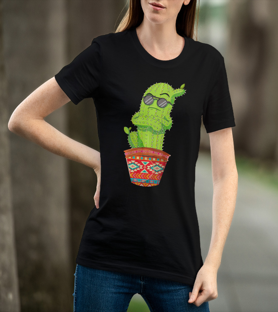 Cinco De Mayo Cool Cactus With Sunglasses In Mexican Pot T-Shirt