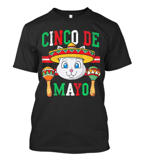 Cinco De Mayo Cat With Sombrero And Maracas T-Shirt