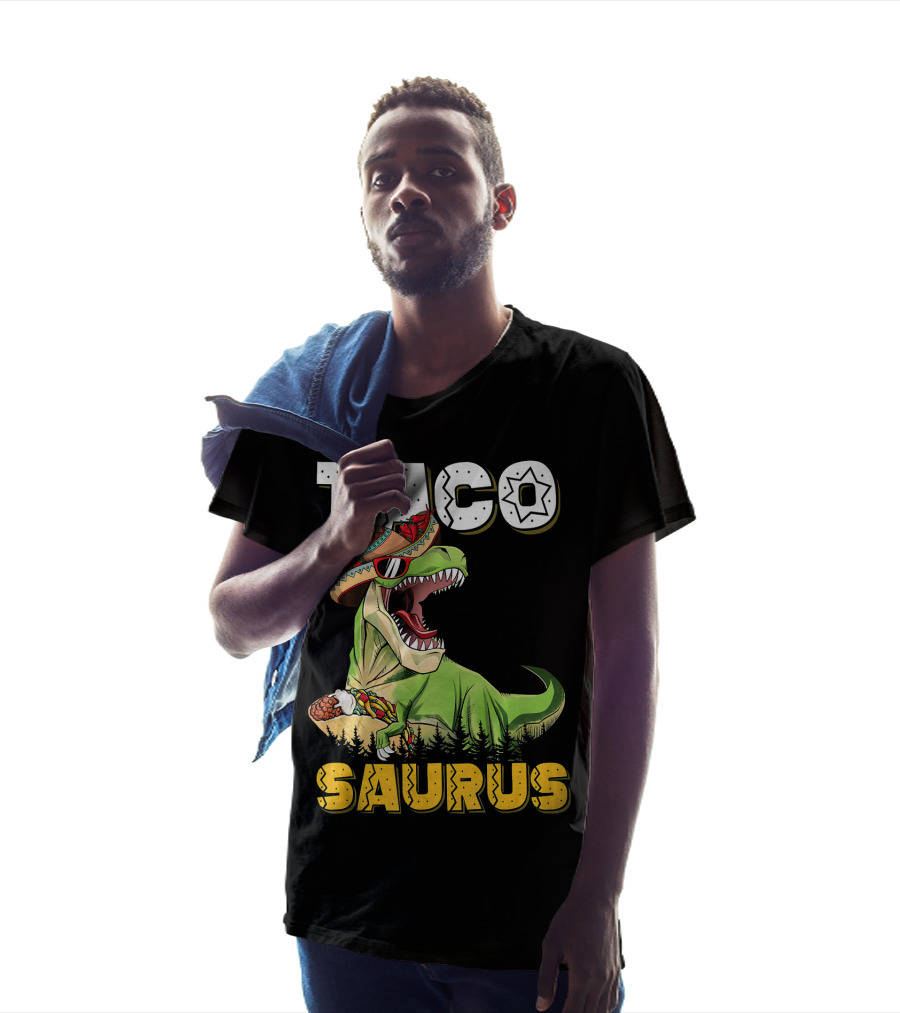 Taco Tacosaurus Cinco Dinosaur In Sombrero With Taco T-Shirt