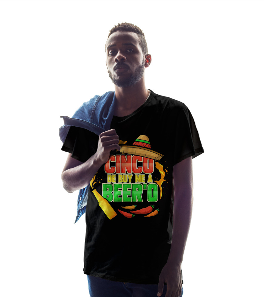 Cinco De Buy Me A Beer'o Sombrero Fiesta With Chilies And Beer Bottle T-Shirt