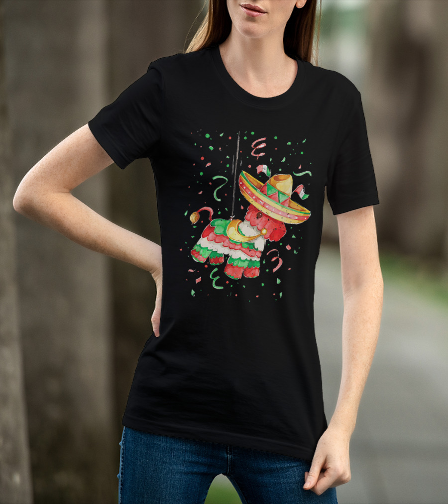 Happy 5th May Feliz Cinco De Mayo Mexica Piñata Sombrero Celebration Confetti T-Shirt