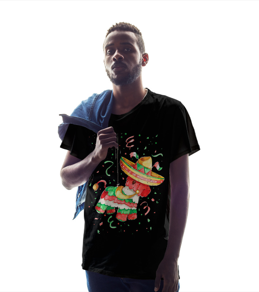 Happy 5th May Feliz Cinco De Mayo Mexica Piñata Sombrero Celebration Confetti T-Shirt