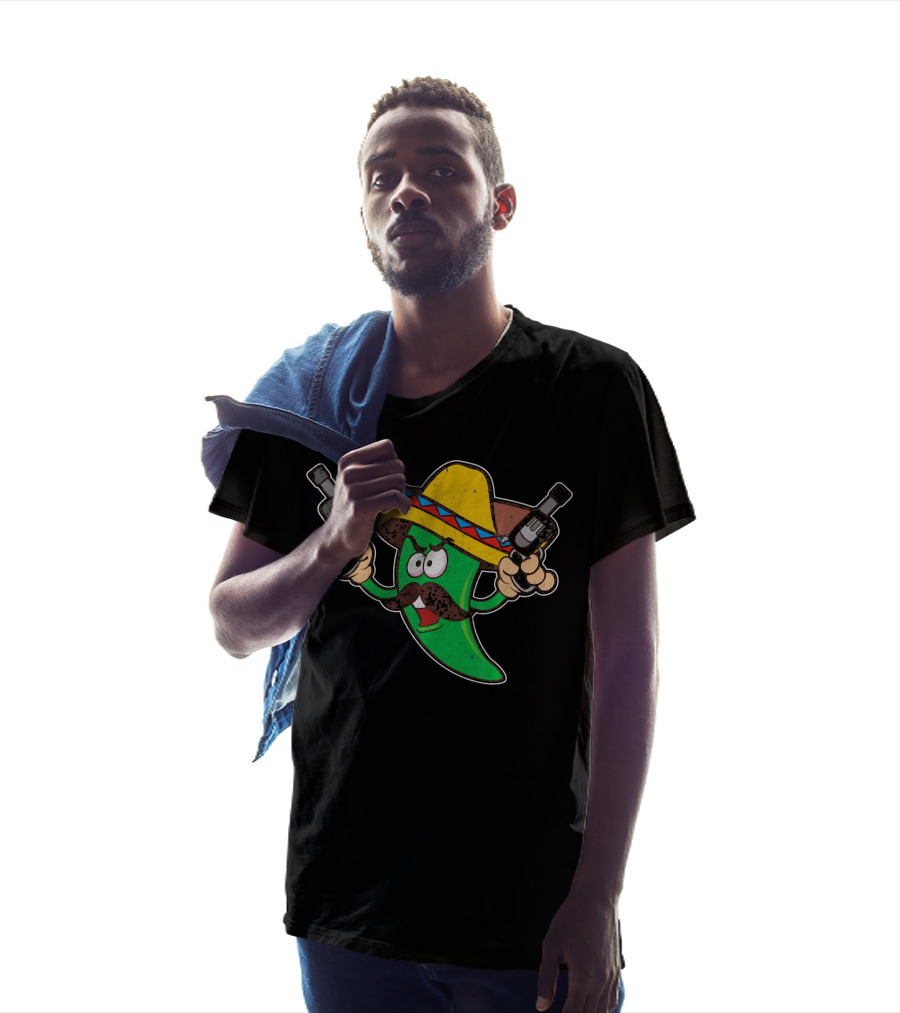 Jalapeno Business Funny Cinco De Mayo Sombrero Gunslinger Pepper T-Shirt