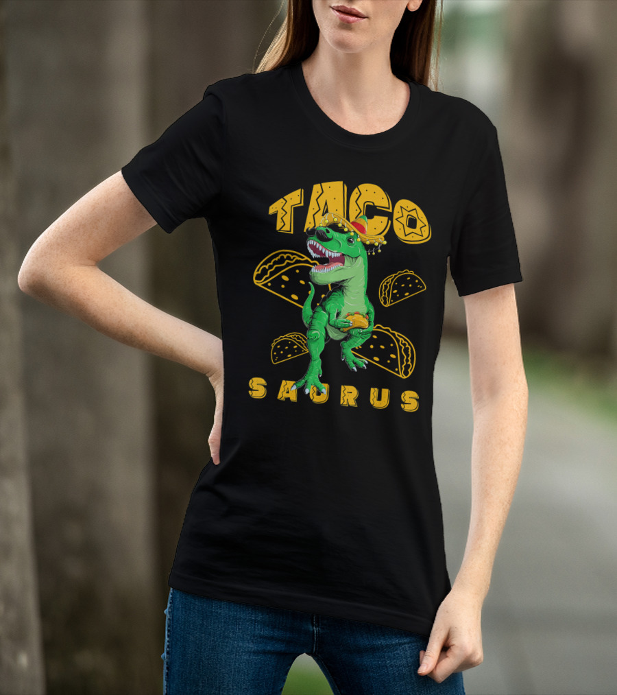 Cinco De Mayo Taco Saurus Dinosaur With Sombrero And Tacos T-Shirt