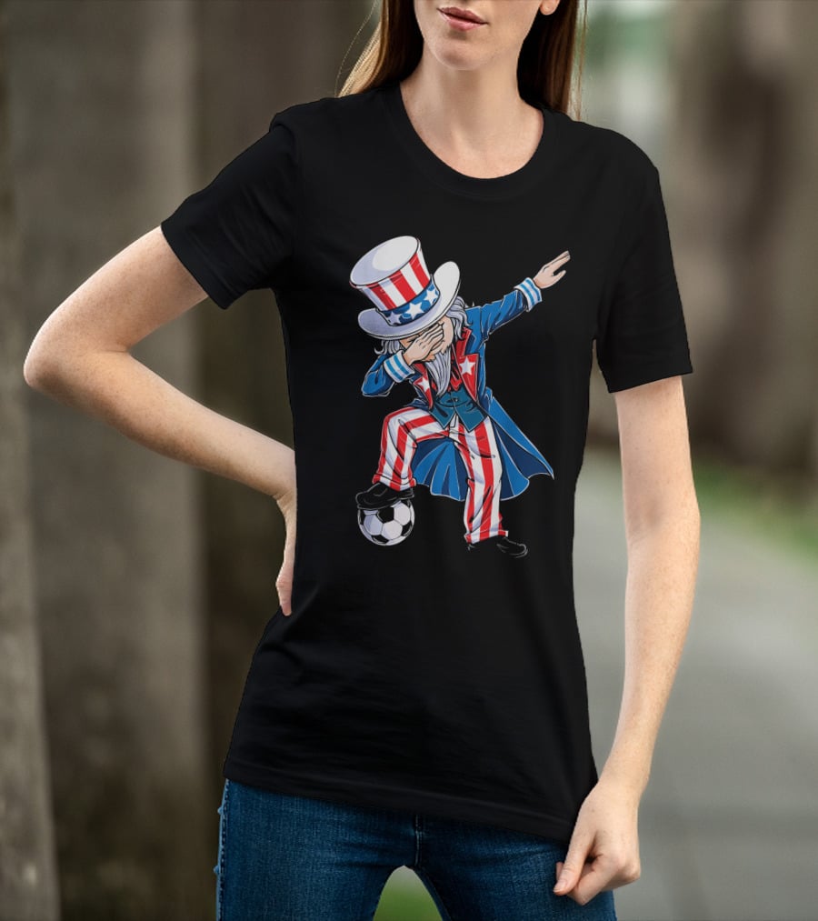 Dabbing Uncle Sam Soccer Patriotic USA Football Dance T-Shirt