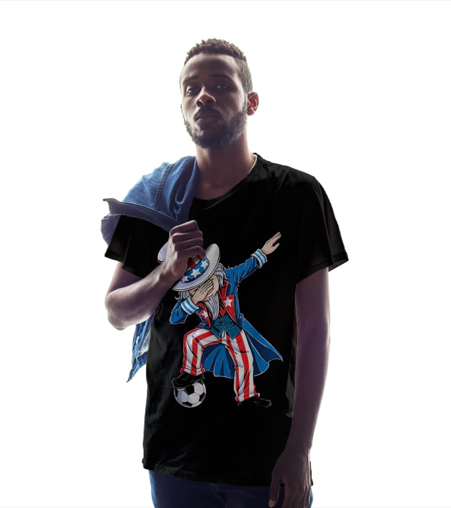 Dabbing Uncle Sam Soccer Patriotic USA Football Dance T-Shirt