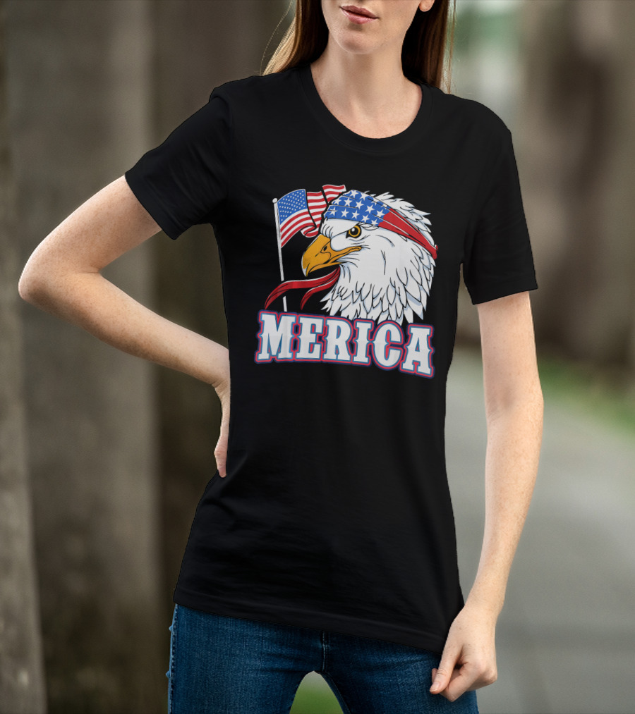 Merica Patriotic Bald Eagle American Flag Bandana USA Independence Day T-Shirt