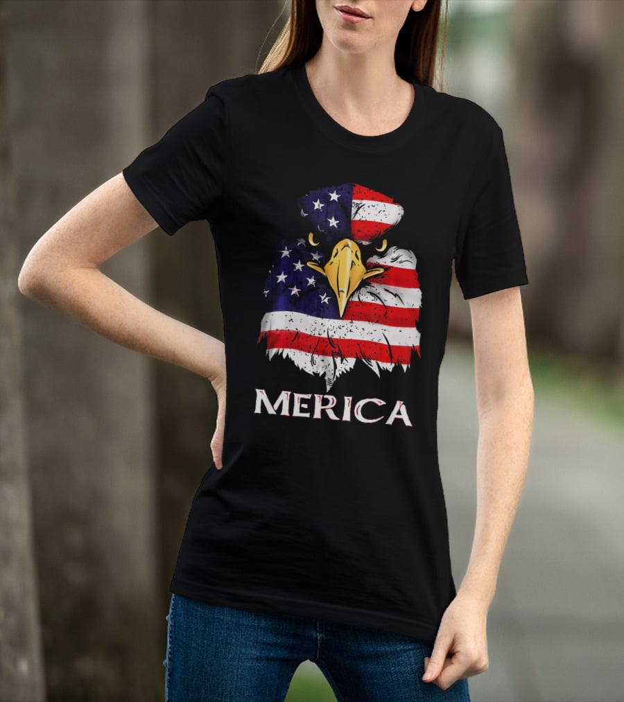 Merica Bald Eagle American US Flag T-Shirt