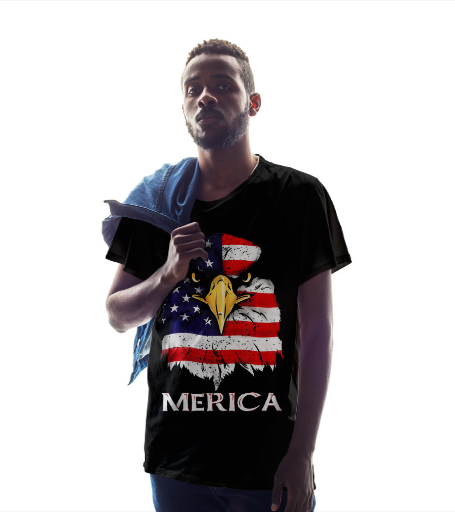 Merica Bald Eagle American US Flag T-Shirt