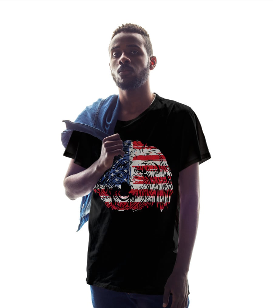 Funny Coton De Tulear Dog With American Flag T-Shirt