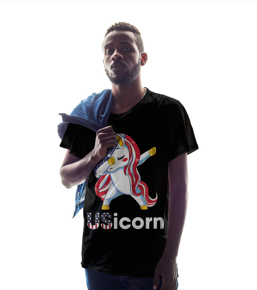 USA Flag Dabbing Unicorn USicorn Dress Stuff T-Shirt