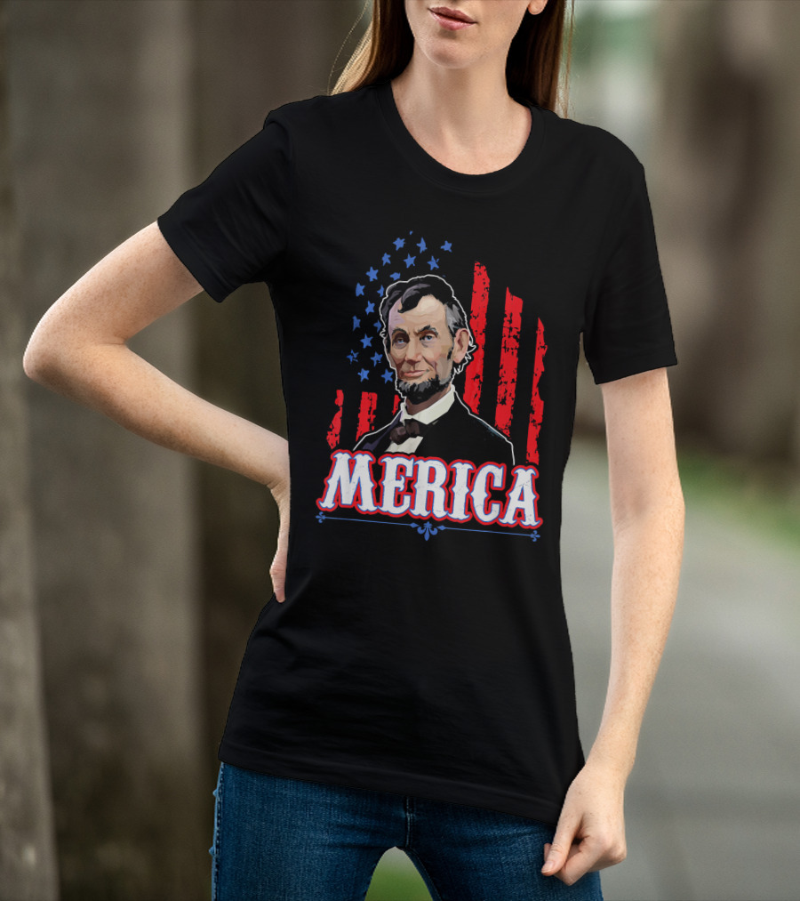 Abraham Lincoln Merica USA Flag T-Shirt