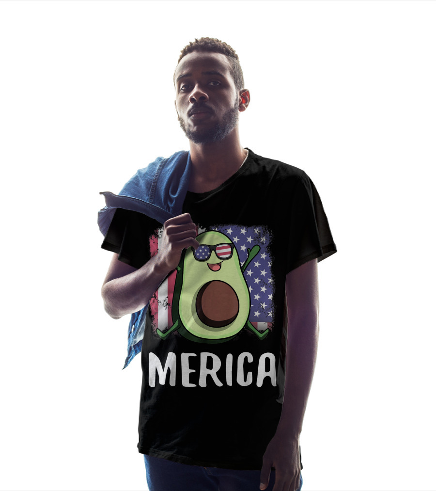 MERICA Avocado USA American Flag T-Shirt