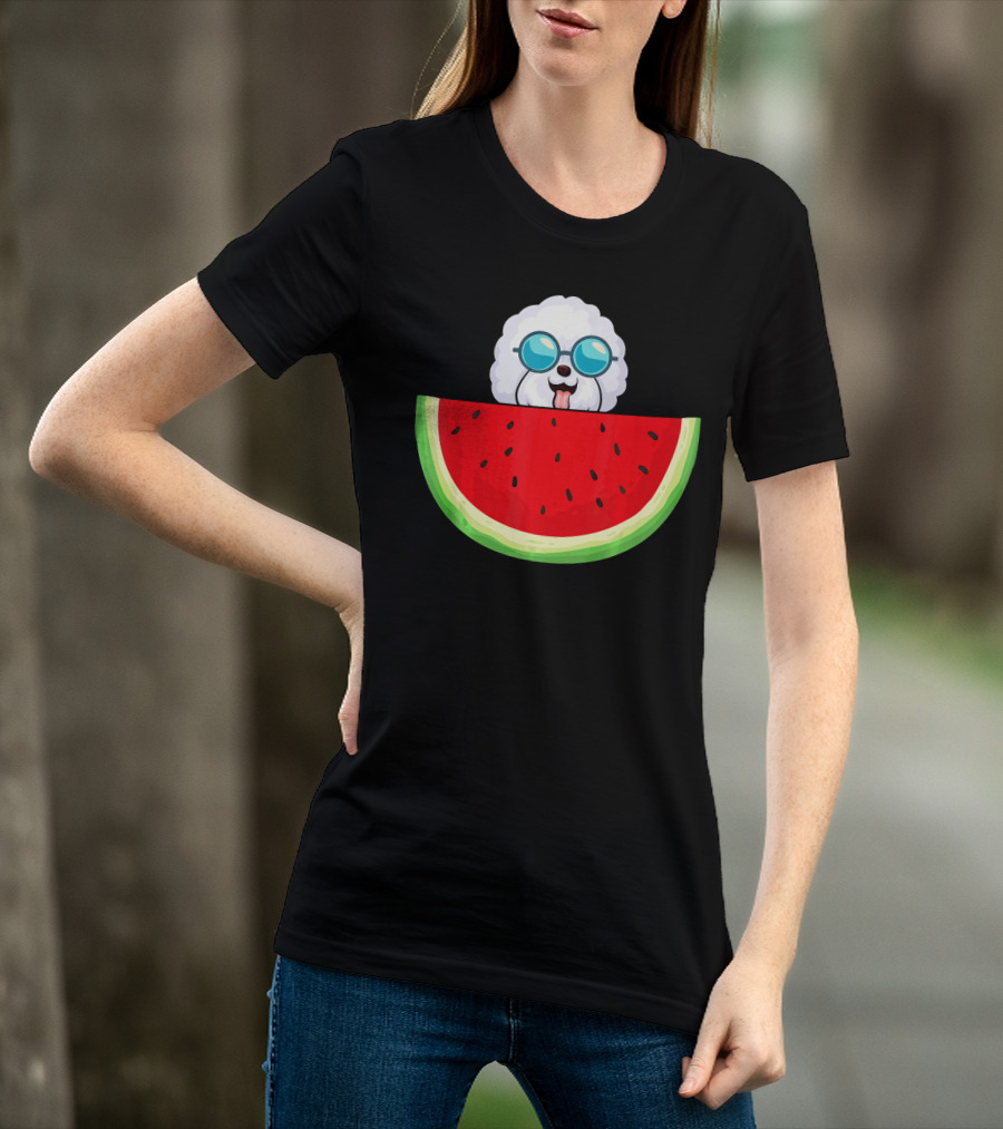 Bichon Frise With Sunglasses And Watermelon Slice T-Shirt