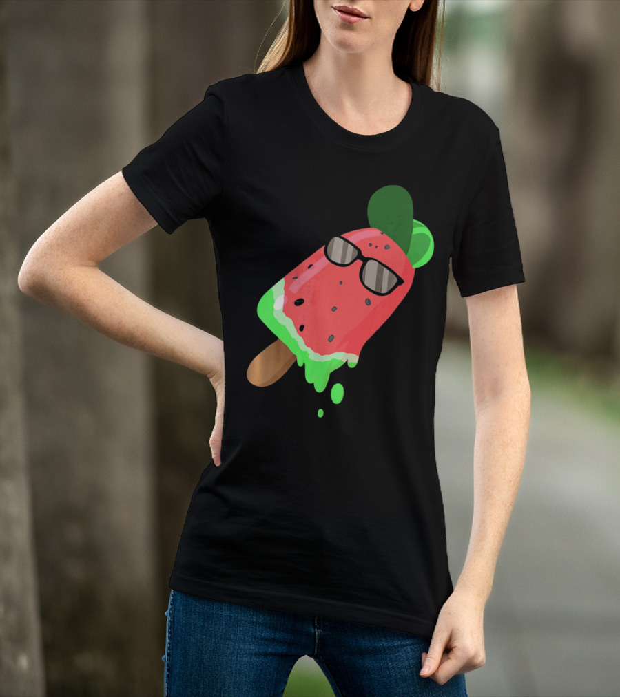 Fruity Fashion Ice Cream Watermelon With Sunglasses T-Shirt