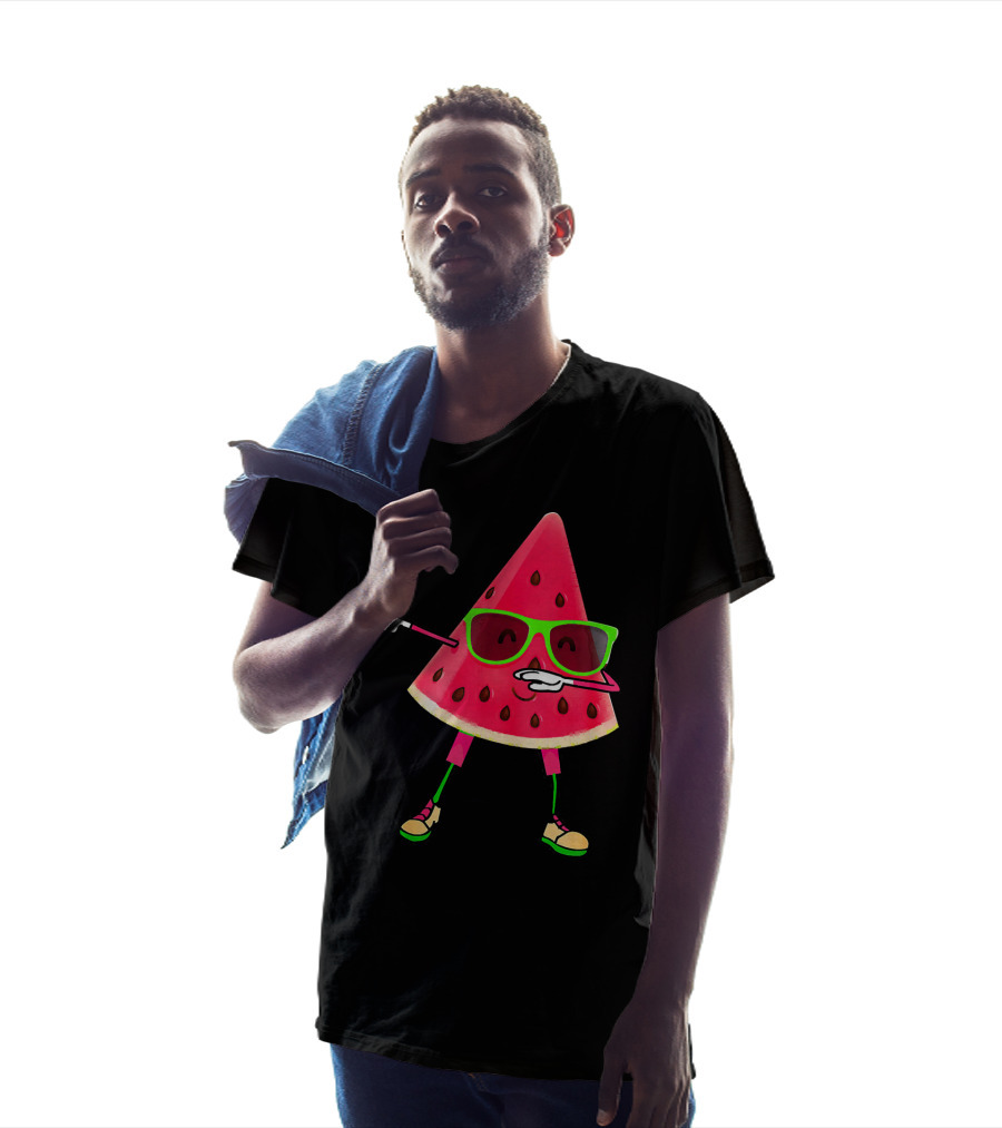 Dabbing Watermelon Funny Watermelon Slice With Sunglasses T-Shirt