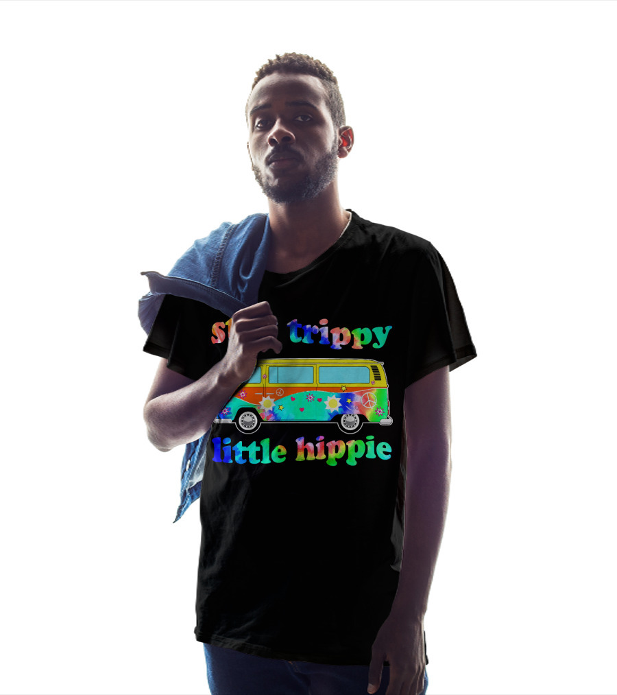 Stay Trippy Little Hippie 60s Tie Dye Van Peace Flowers T-Shirt