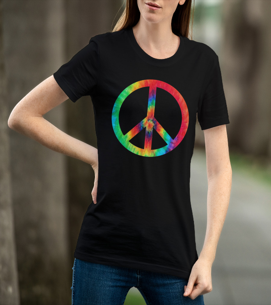 70s Hippie Tie Dye Peace Symbol Men T-Shirt
