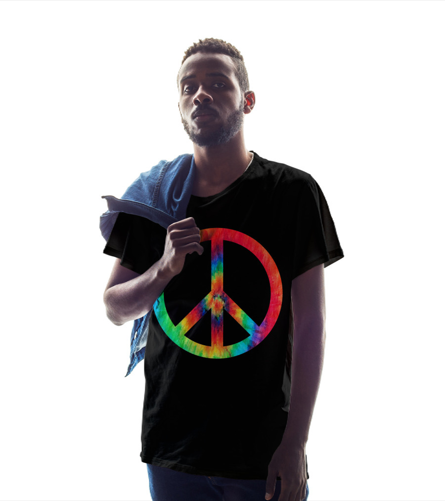 70s Hippie Tie Dye Peace Symbol Men T-Shirt
