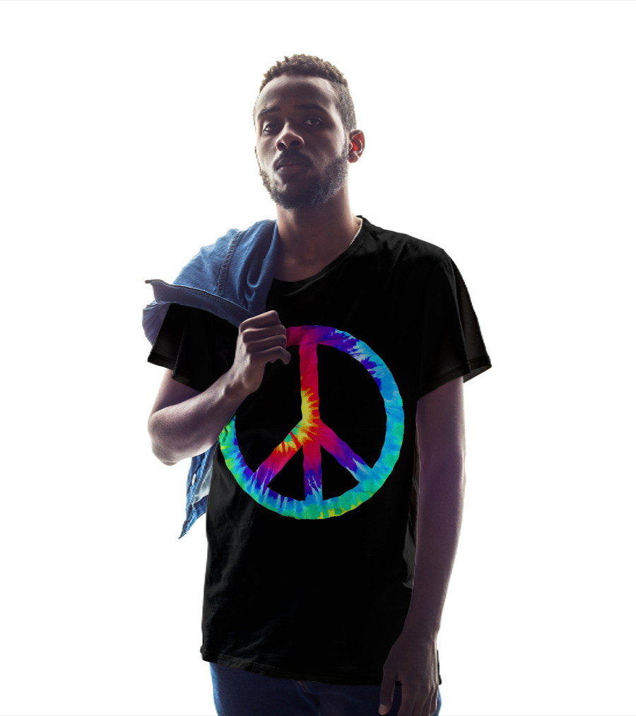 Hippie Rainbow Tie Dye Peace Sign T-Shirt