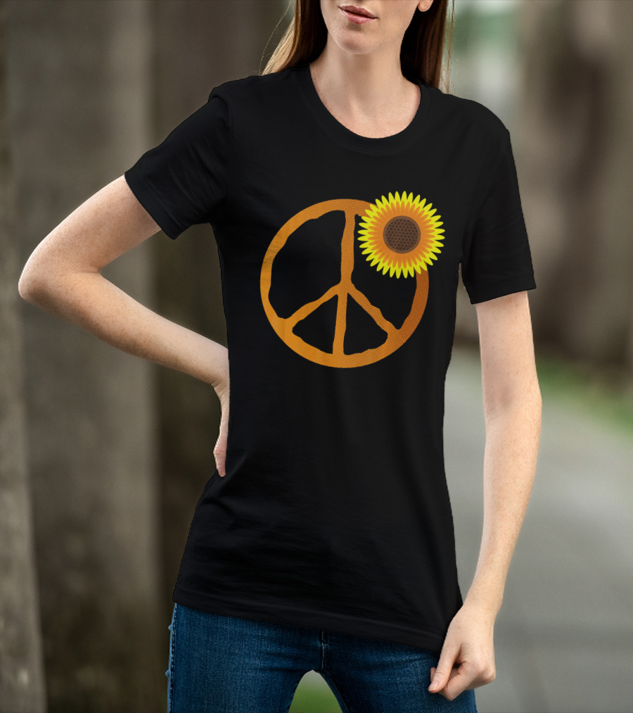 Sunflower Peace Sign Hippie Groov Flower T-Shirt