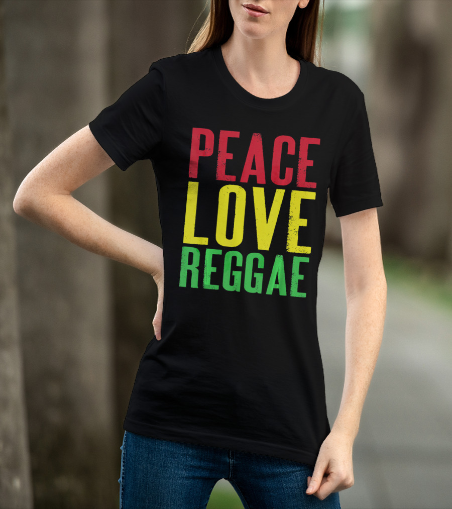 Peace Love Reggae Jamaican Colors T-Shirt