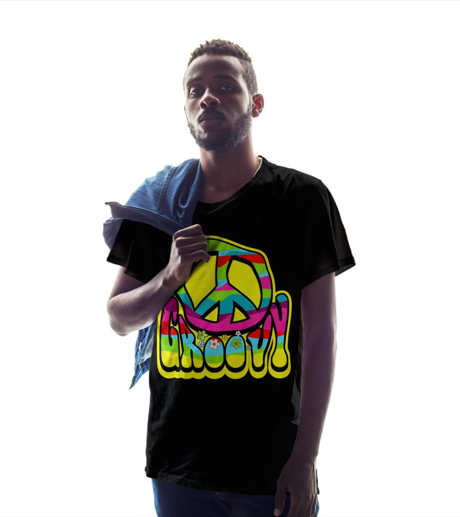 Groovy Colorful Peace Sign 60s 70s Hippie Vibes T-Shirt
