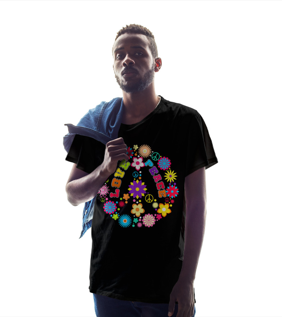 Peace Love Sign Hippie Flowers 60s 70s Groovy Floral Vibes T-Shirt