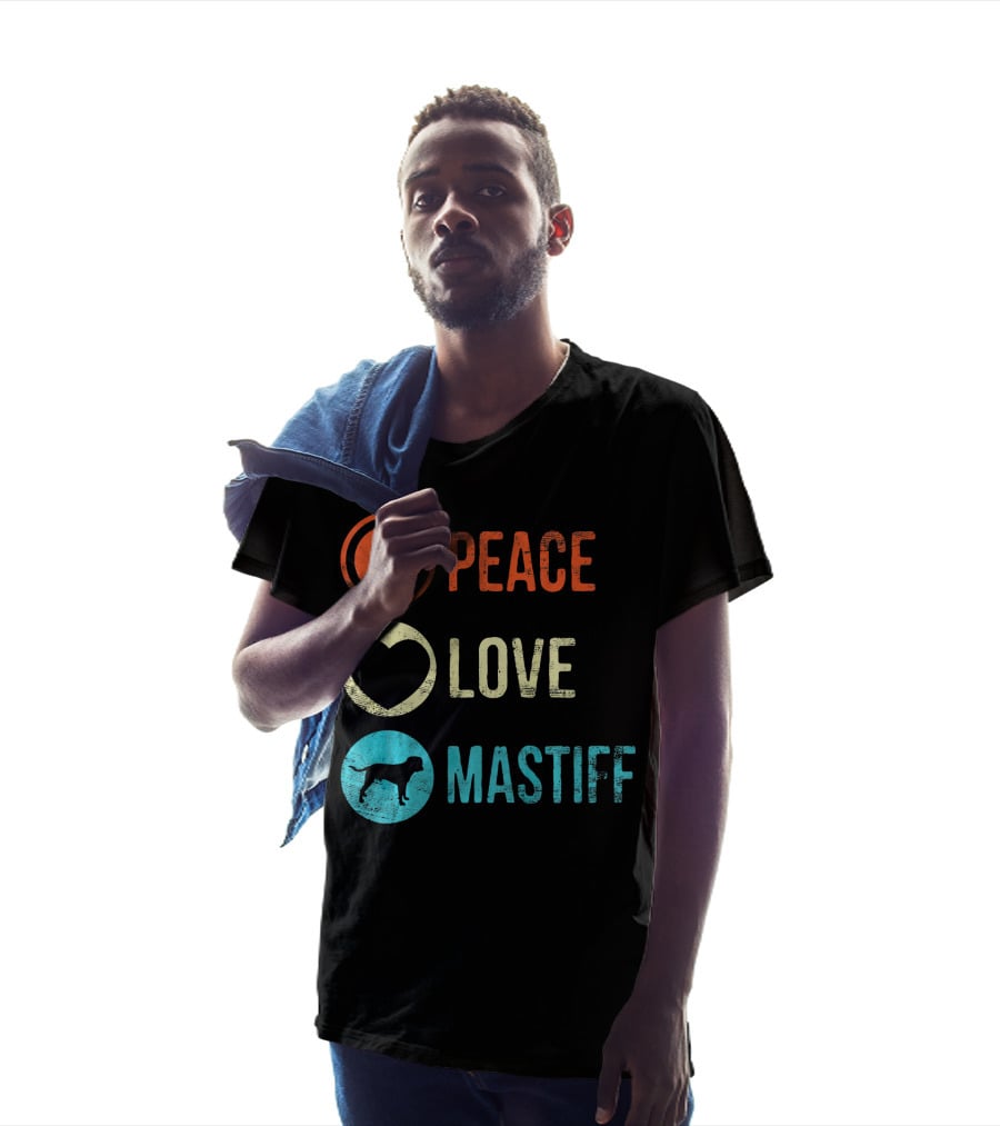 Peace Love Mastiff Dog Lover Pet Iconic Symbols T-Shirt