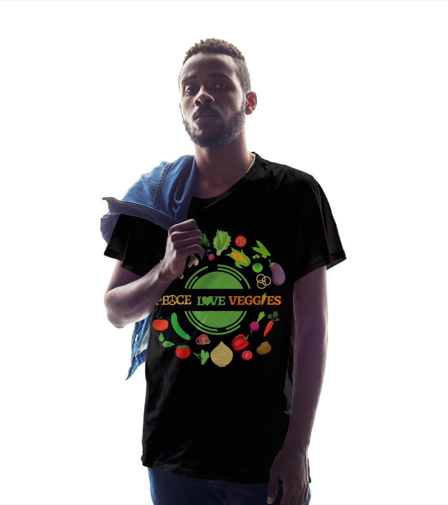 PEACE LOVE VEGGIES Circle Of Fresh Vegetables T-Shirt