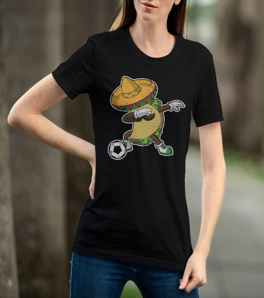 Dabbing Taco With Sombrero Playing Soccer T-Shirt