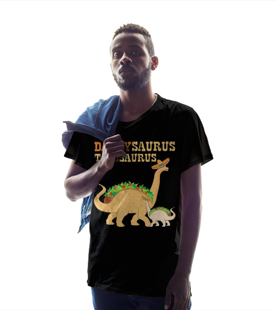 Daddysaurus Tacosaurus Dinosaur Wearing Sombrero With Tacos T-Shirt