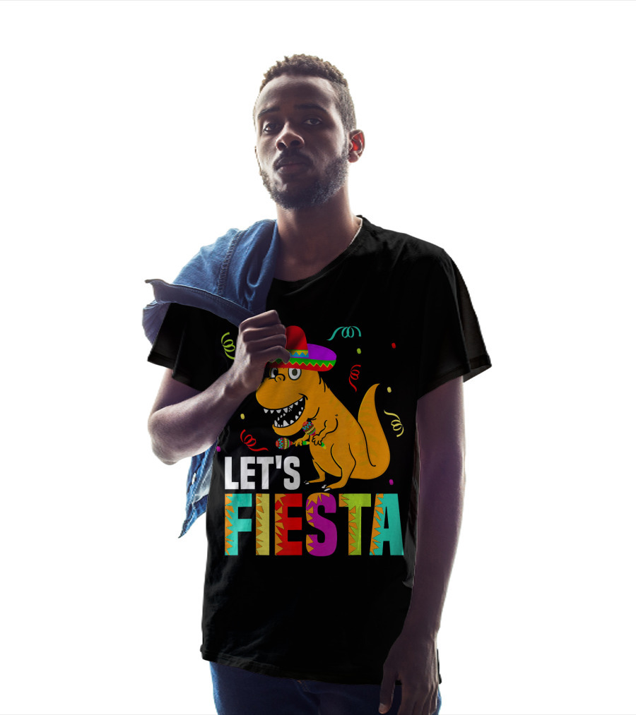 Let's Fiesta Dinosaur With Sombrero And Maracas T-Shirt