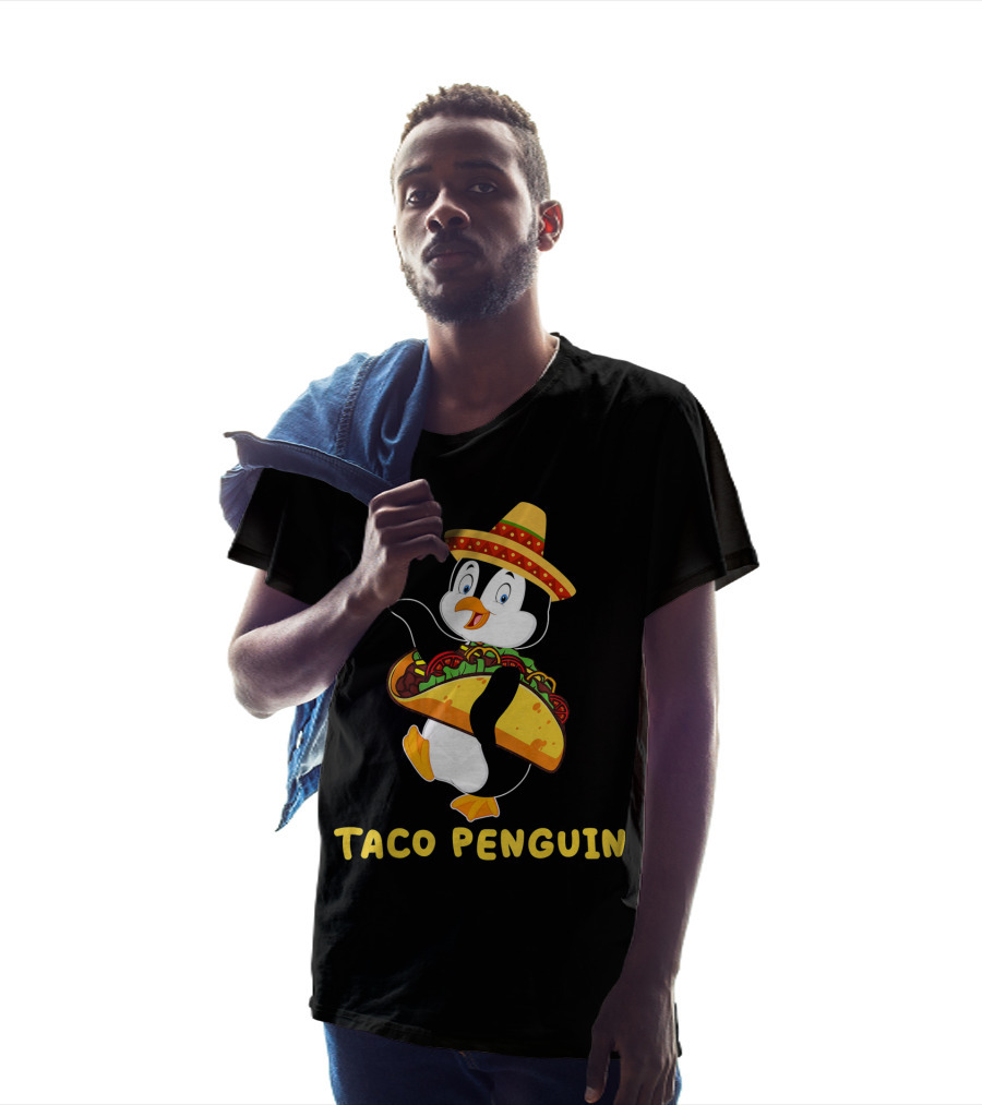 Taco Penguin Wearing Sombrero Celebrating Cinco De Mayo Fiesta T-Shirt