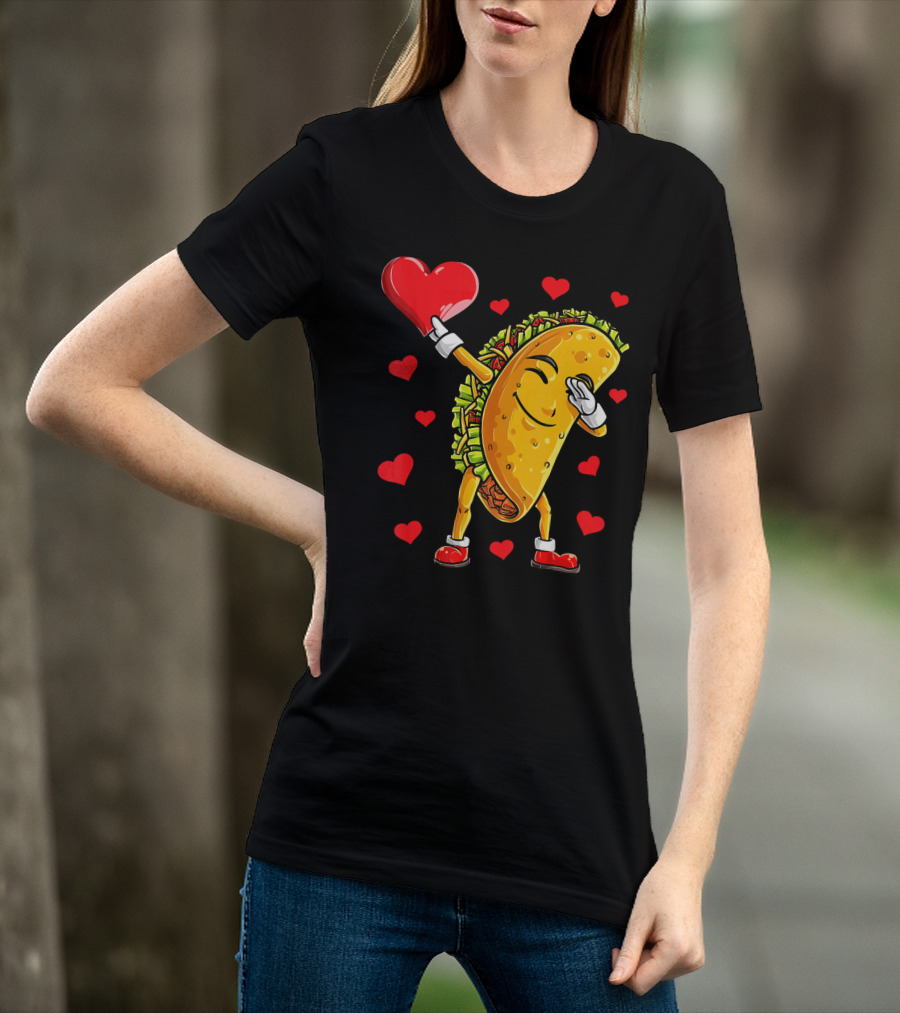 Dabbing Taco With Heart Valentines T-Shirt