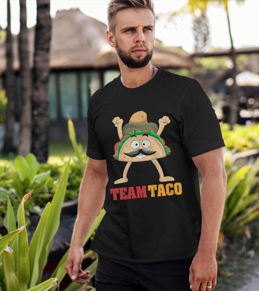 Team Taco Cartoon Mustache Sombrero Enthusiastic T-Shirt