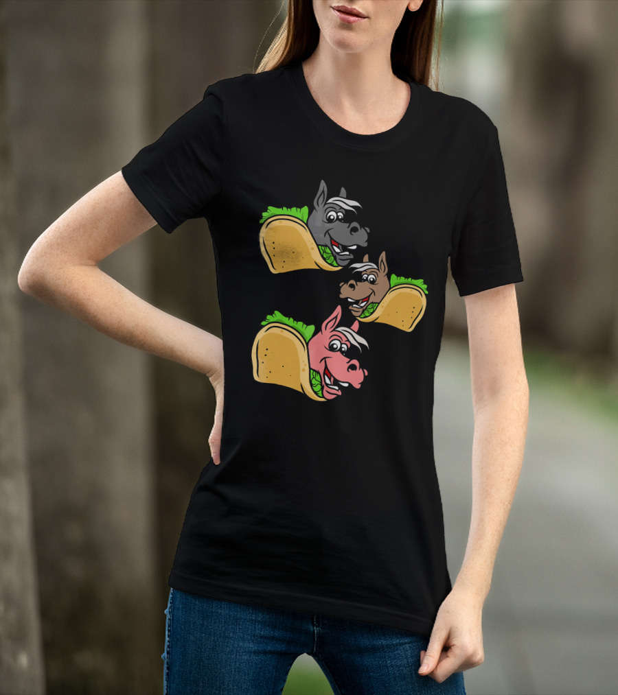 Horses And Tacos Trio Fun Faces T-Shirt