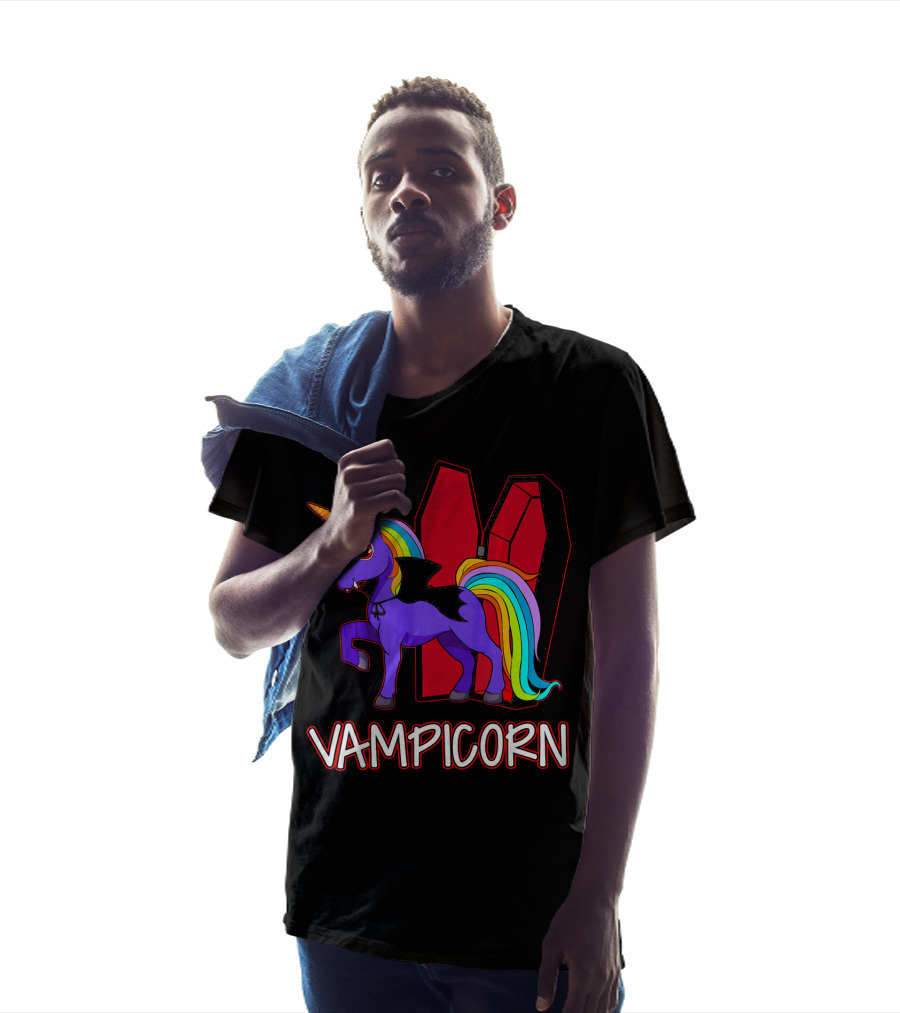 Vampicorn Rainbow Unicorn Vampire With Coffin Wings T-Shirt
