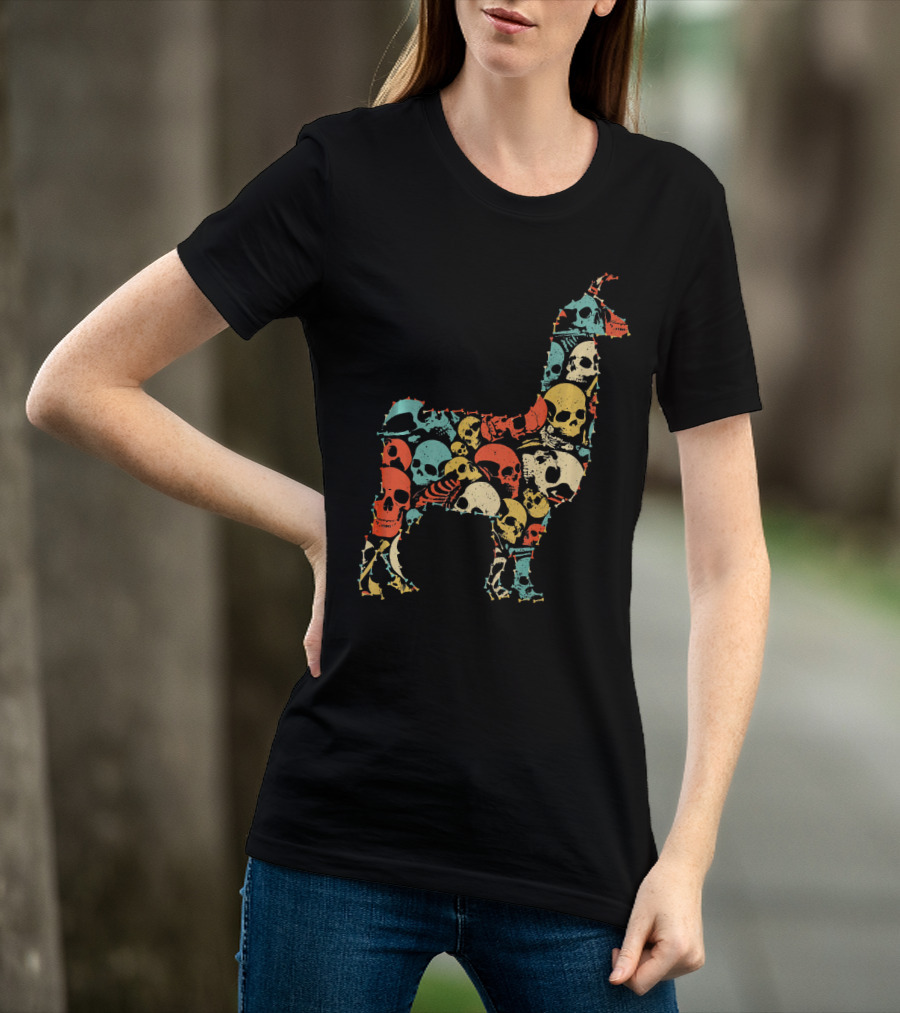 LLAMA Skull Skeleton Bone T-Shirt