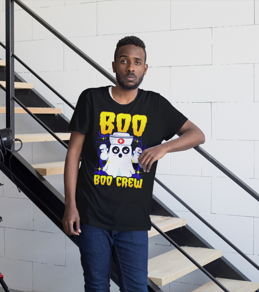 BOO Nurse Ghost Boo Crew Halloween T-Shirt