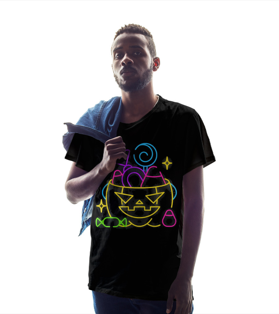 Neon Pumpkin Candy Halloween Costume T-Shirt