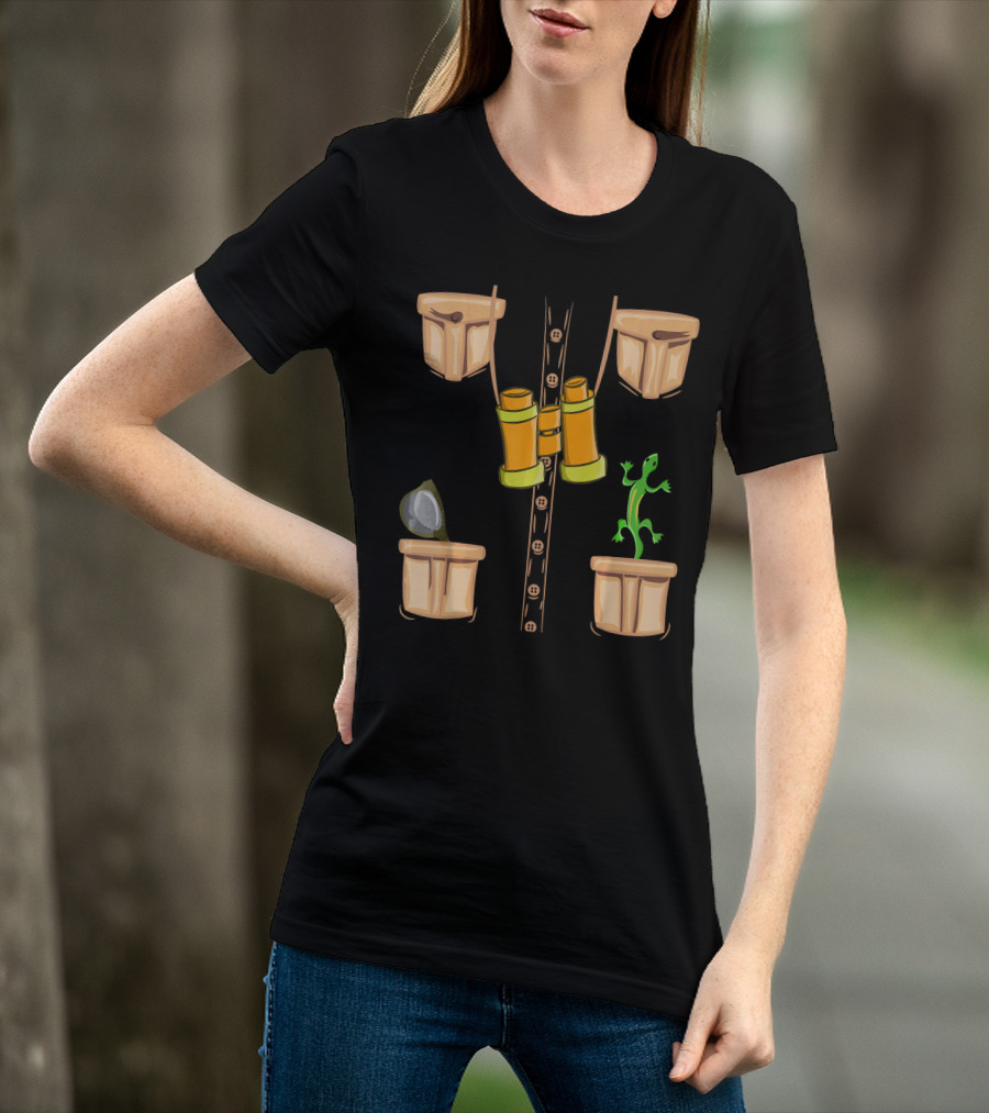 Halloween Animal Zookeeper Jungle Safari Binoculars Lizard Costume T-Shirt
