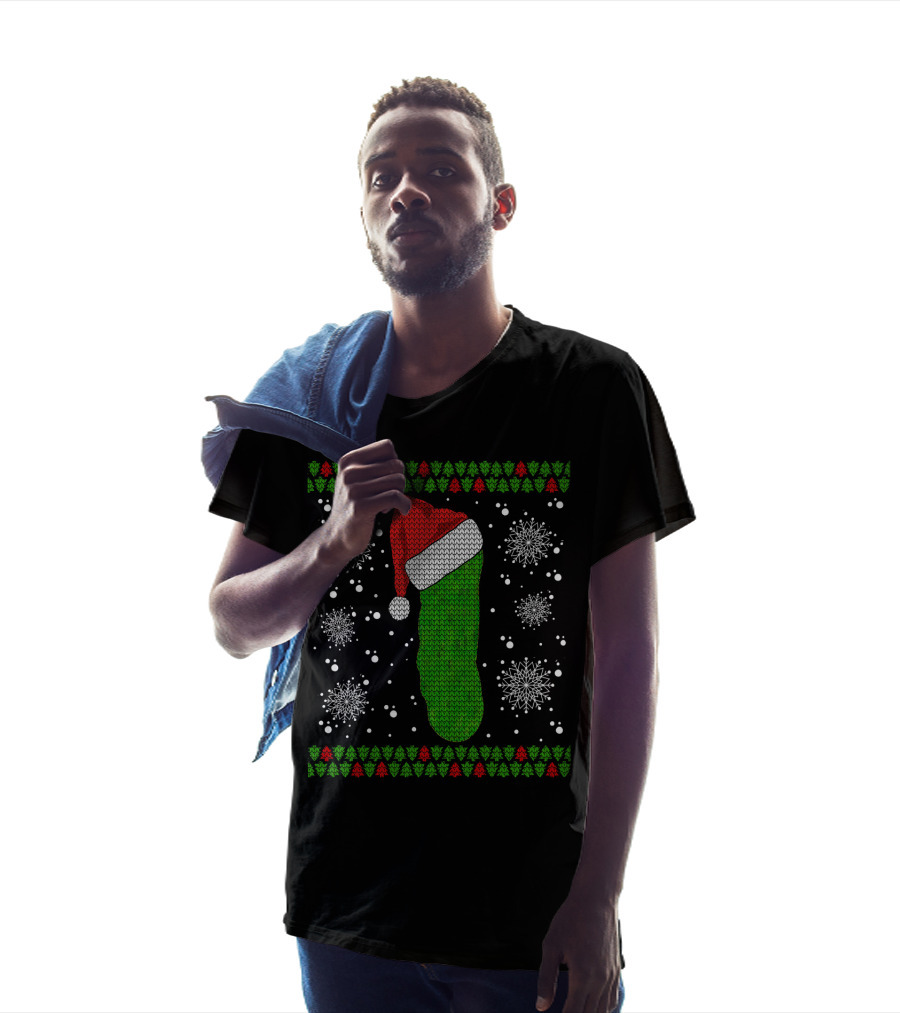 Christmas Pickle With Santa Hat Ugly Long Sleeve T-Shirt