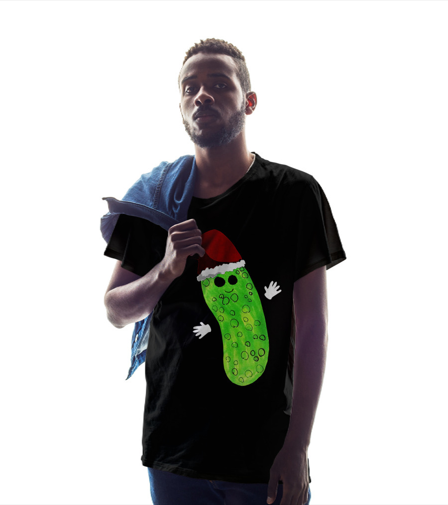 Christmas Pickle Wearing Santa Hat T-Shirt